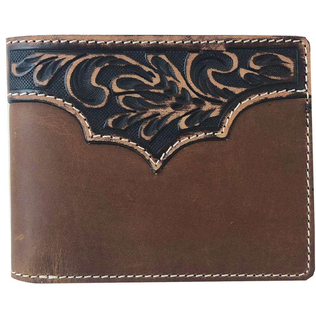 Roper Bi-Fold Tooled Yoke Tan Wallet