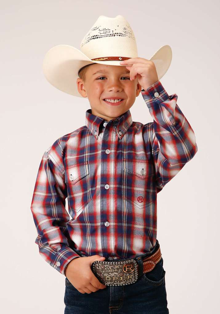 Roper Boys Amarillo Red/Blue Plaid Shirt