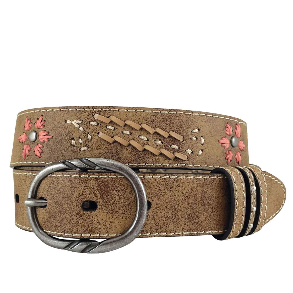 Roper Girls Embroidered Flowers &amp; Lacing Belt