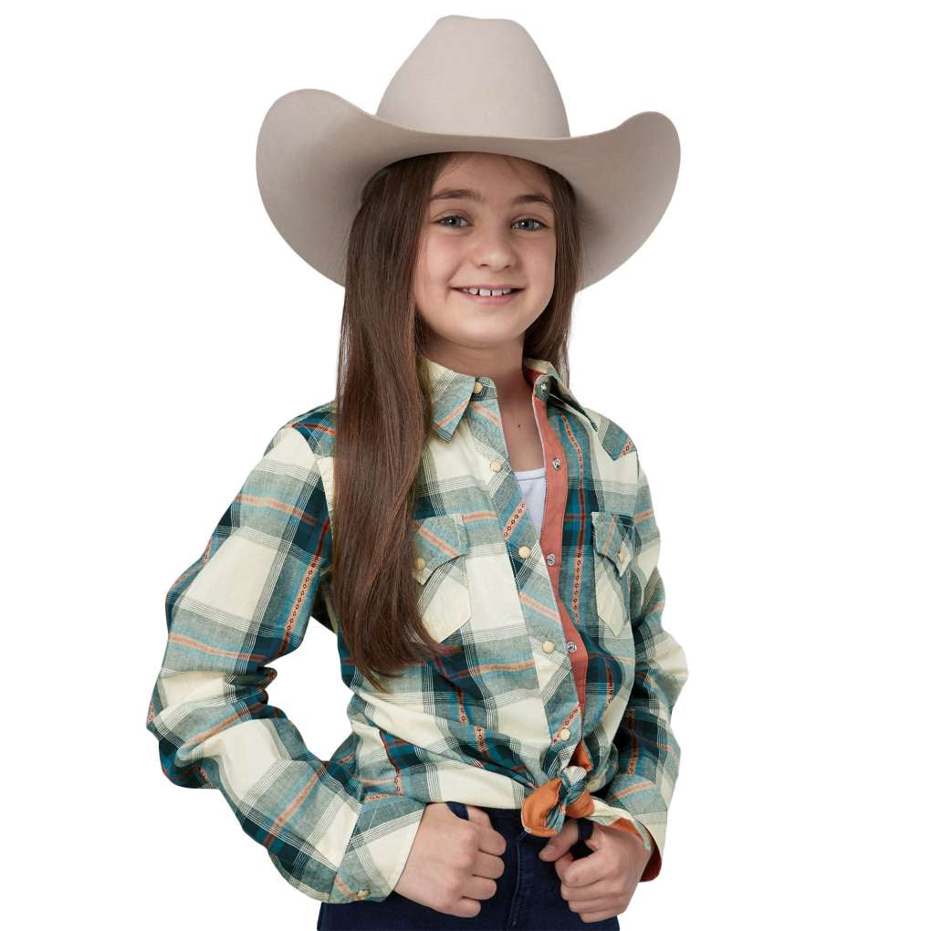 Roper Girls West Made Blue/White Plaid 80062477 Shirt