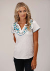 Roper Ladies Studio West Embroided Floral Top