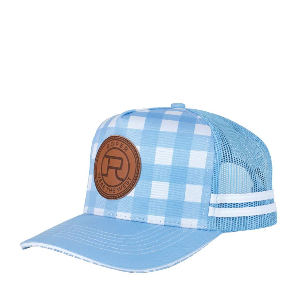 Roper Mini Cornflower Plaid Trucker Cap