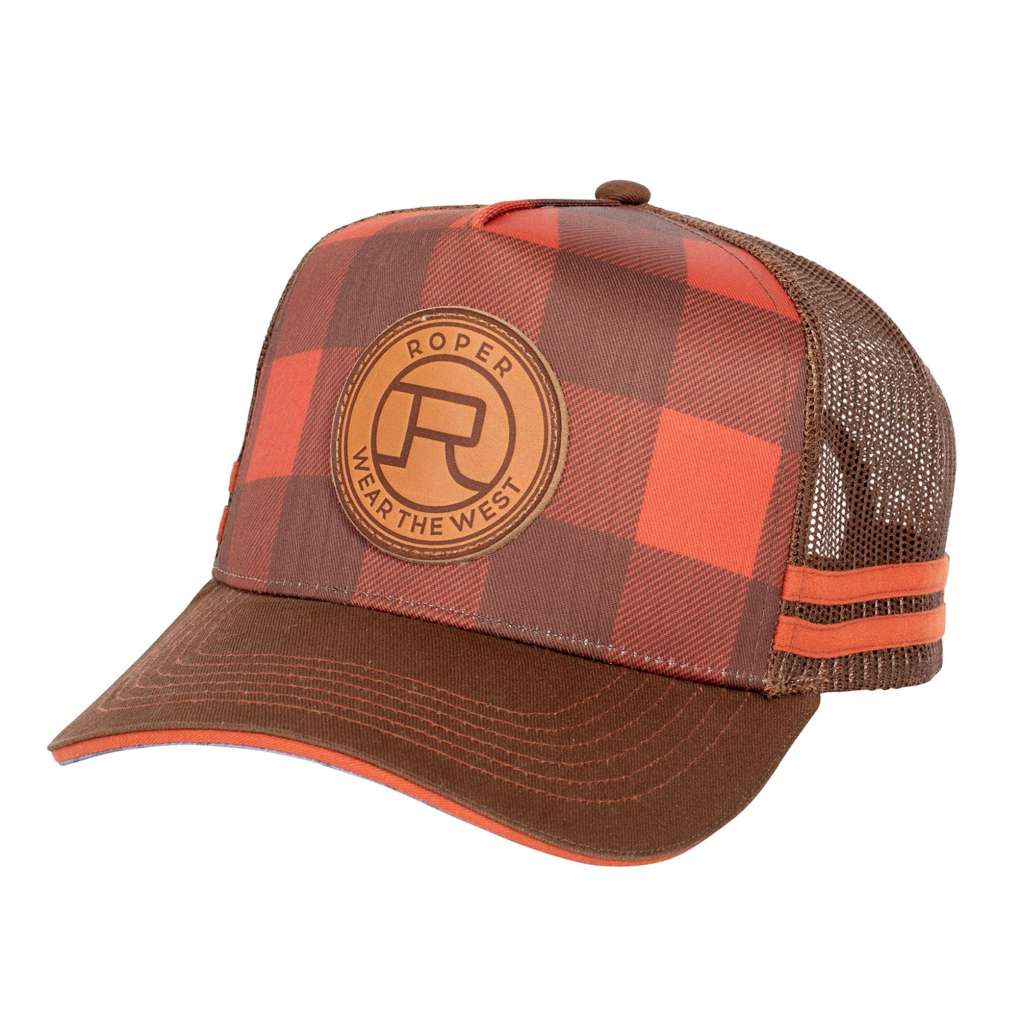 Roper Plaid Rust/Brown Trucker Cap