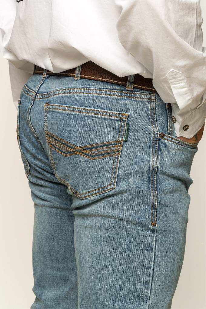 Ringers Western Mens Muster Slim Fit Jeans Light Wash