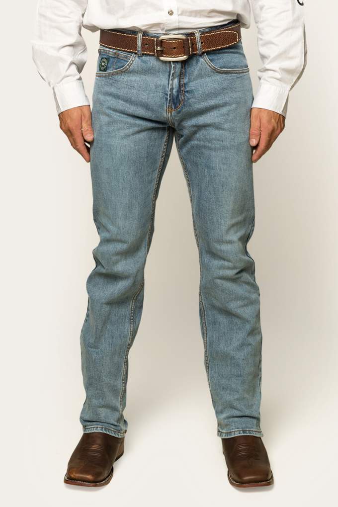 Ringers Western Mens Muster Slim Fit Jeans Light Wash