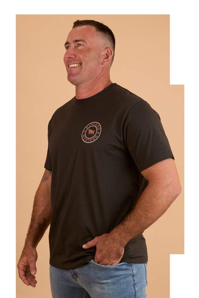 Ringer Western Mens Signature Bull Charcoal/Copper Tee