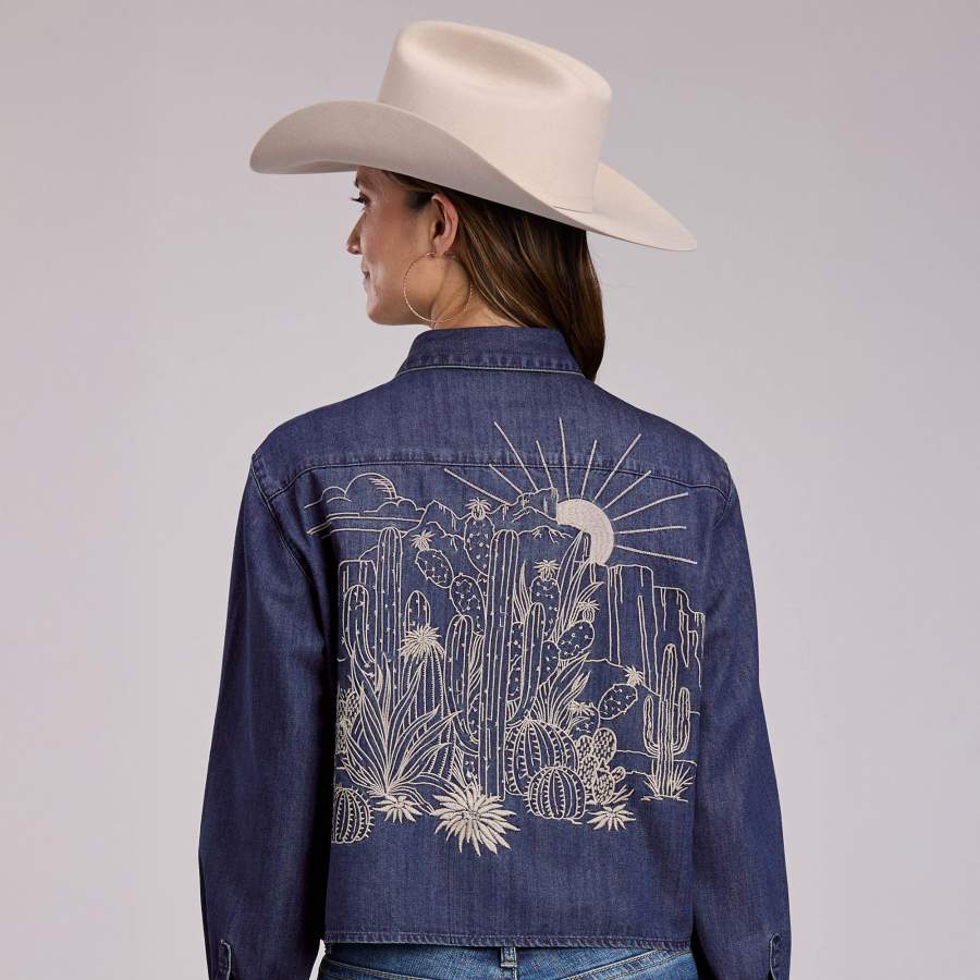 Stetson Ladies Solid Blue Shirt
