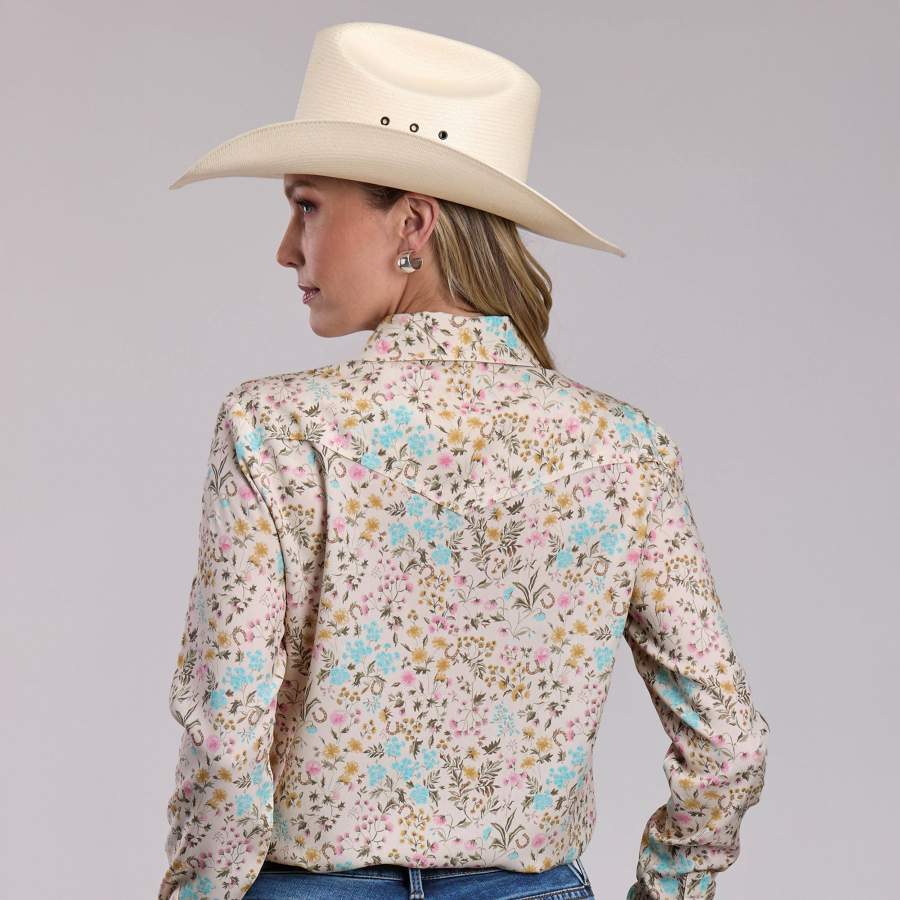 Stetson Ladies White Print Shirt