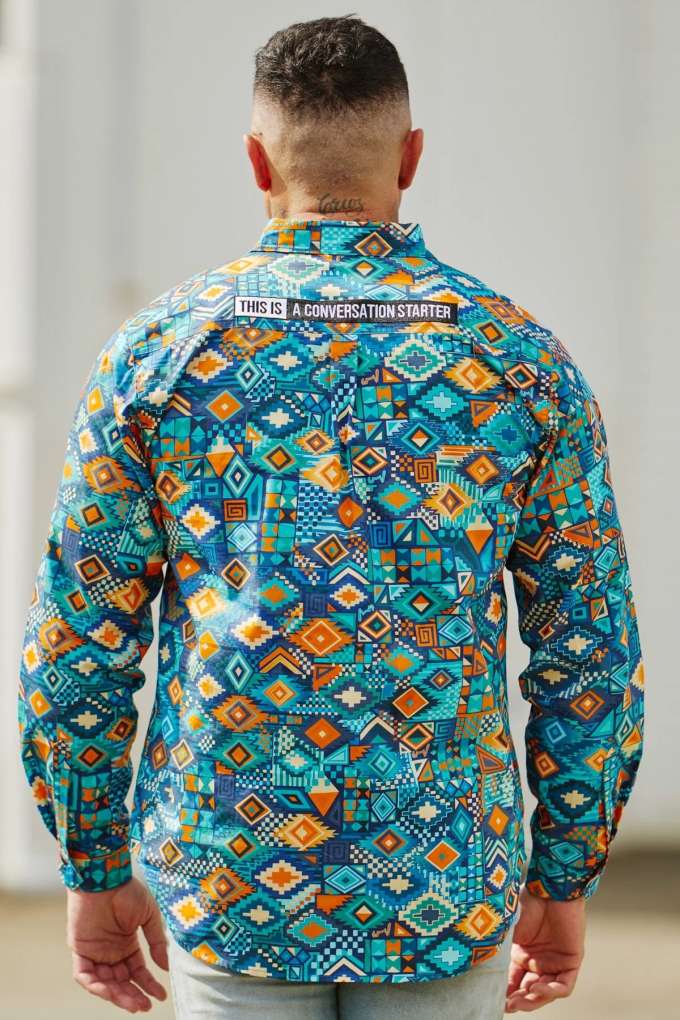 TradeMutt Mens The Battler Half Button L/S Workshirt