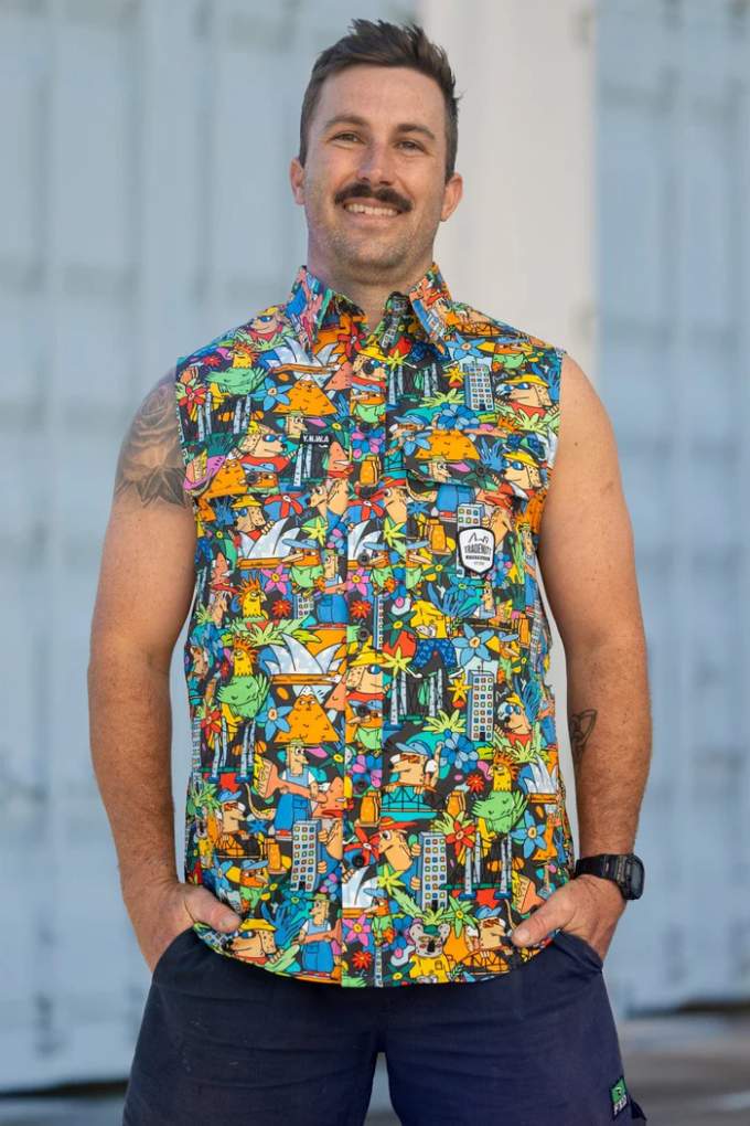 TradeMutt Mens The Big Smoke Territory Sleeveless Workshirt