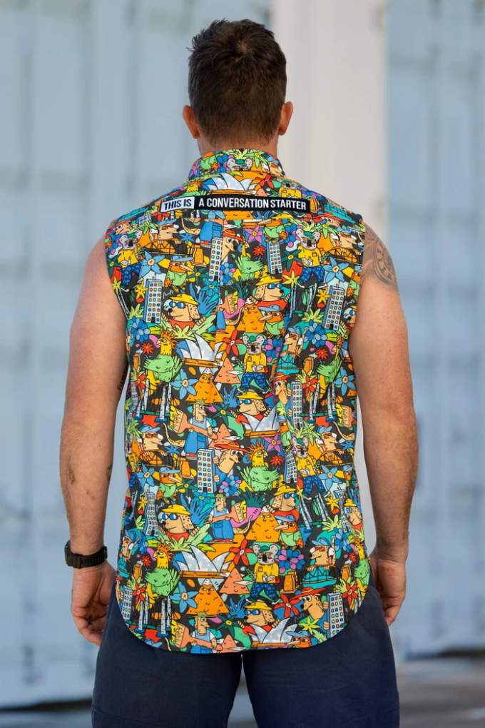 TradeMutt Mens The Big Smoke Territory Sleeveless Workshirt