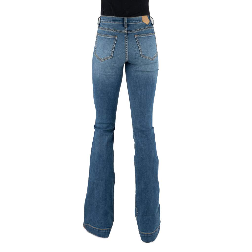 Tin Haul Ladies 595 Libby Long Flare Plain Blue Jeans
