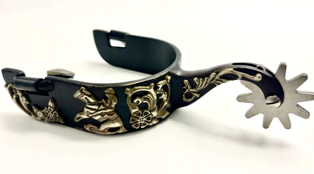 Toprail Black Satin Floral Reining Spur