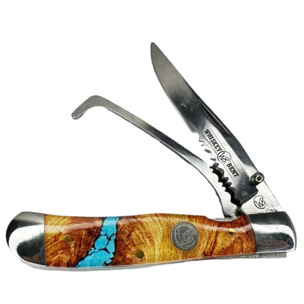 Whiskey Bent Trapper Knife & Hoofpick Turquoise River