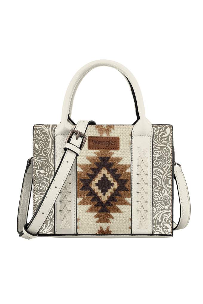 Wrangler Aztec Tooled Crossbody Bag Beige