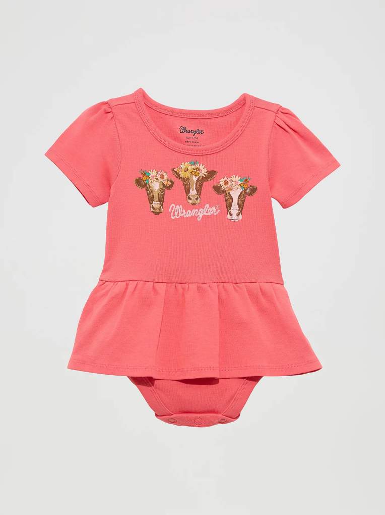 Wrangler Girls Daisy Cow Bodysuit with Skirt