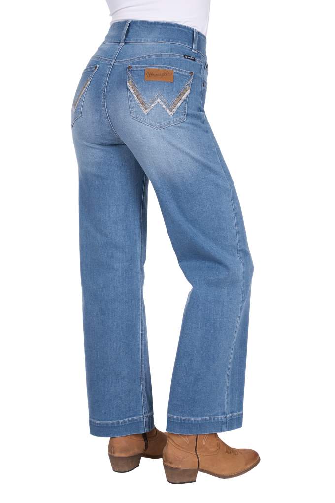 Wrangler Ladies Chloe Hi Rise Wide Leg Jeans Morning Sky