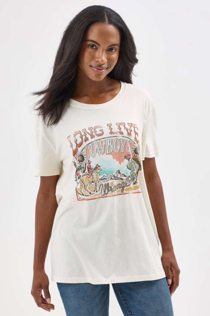 Wrangler Ladies Long Live Cowboys Tee Boyfriend Fit