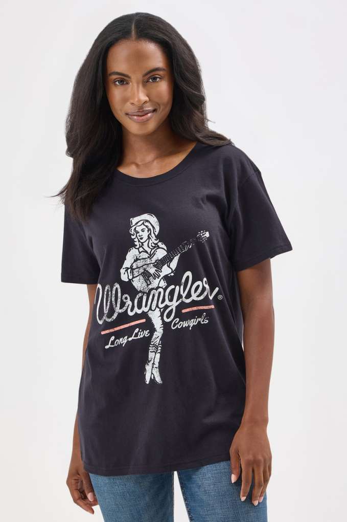 Wrangler Ladies Long Live Cowgirls Tee Boyfriend Fit