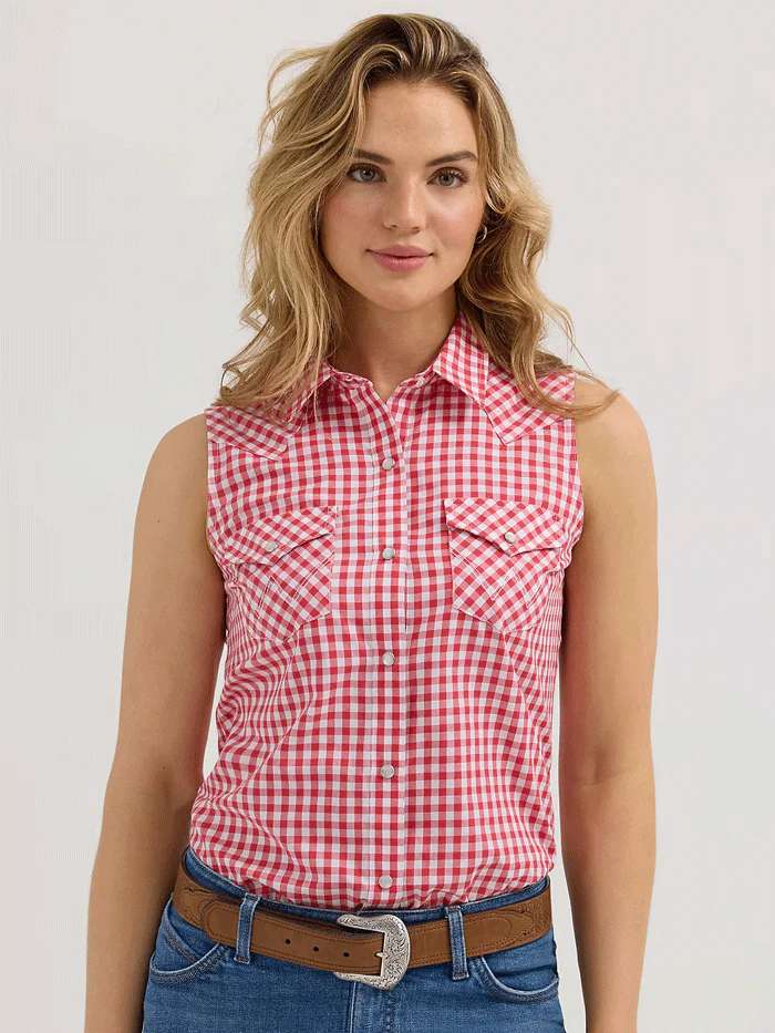 Wrangler Ladies Western Check Sleeveless Shirt