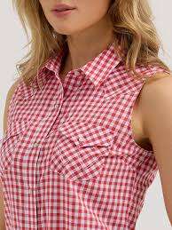 Wrangler Ladies Western Check Sleeveless Shirt