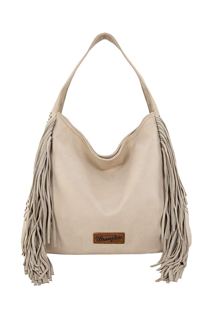 Wrangler Shiloh Fringe Beige Studded Bag