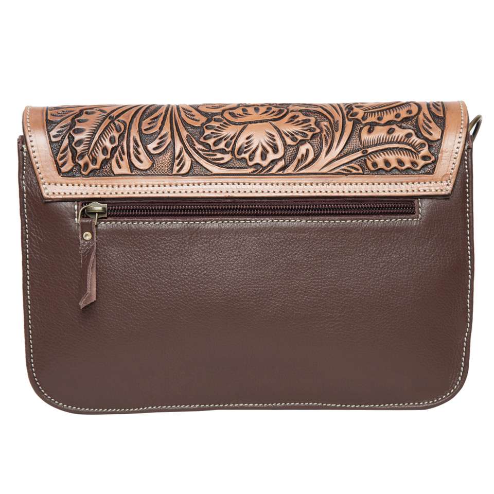Design Edge Panama Tooled Leather Flap Bag