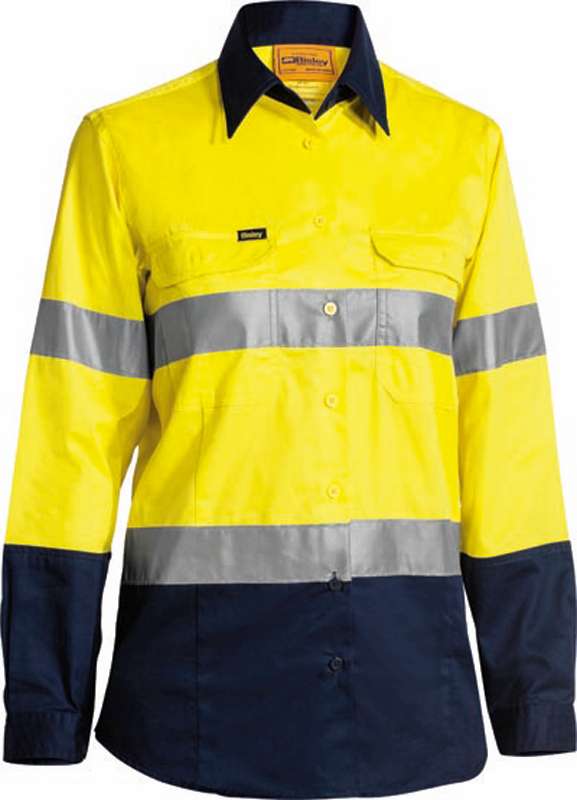 Bisley 4 Pk Hi Vis 2 Tone Lightweight Shirt With 3M Tape Bs6896