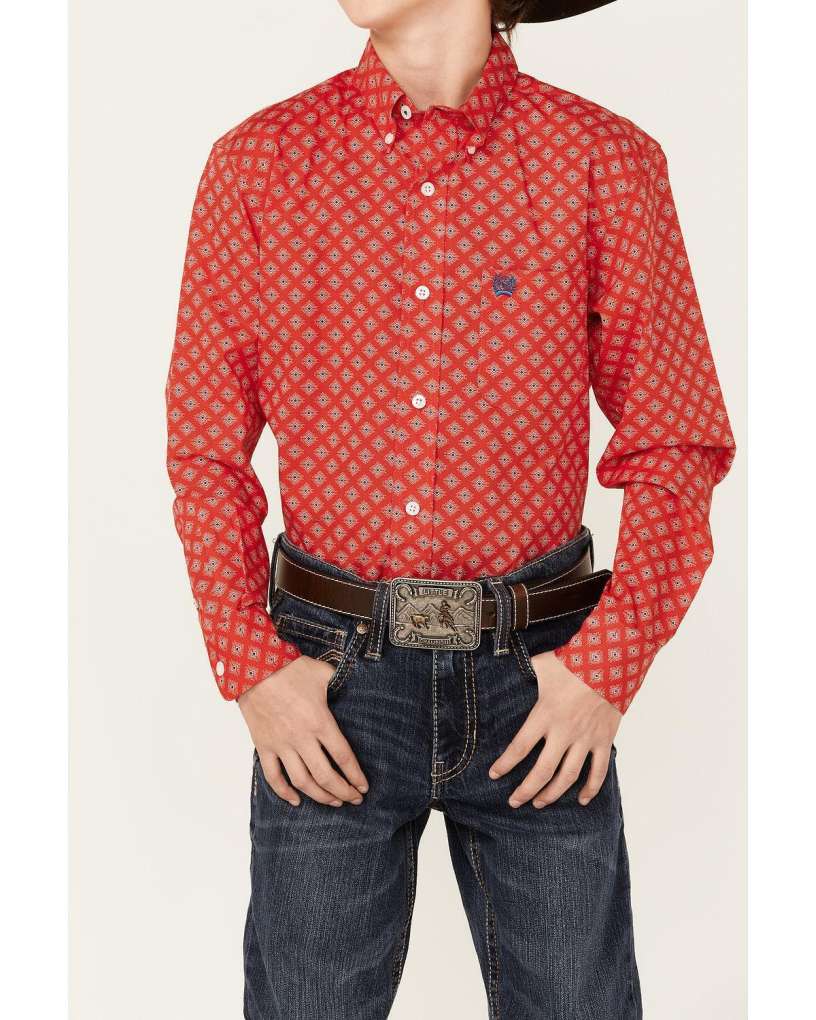 Cinch Boys Diamond Print Shirt