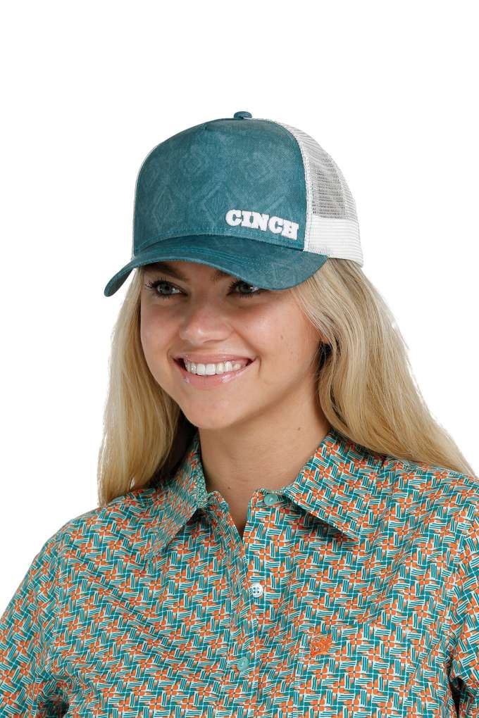 Cinch Ladies Teal Print Trucker Cap