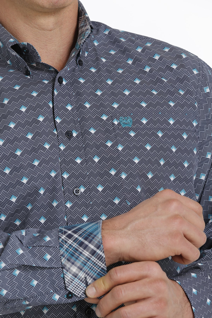 Cinch Mens Weave Print Classic Fit Shirt