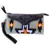 Design Edge Grey Saddle Blanket Clutch With Tooled Leather