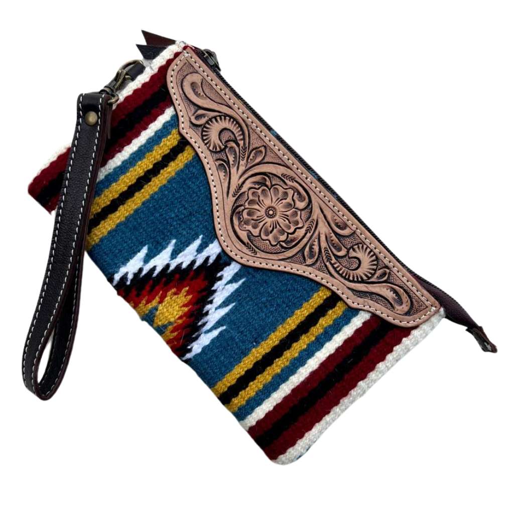 Design Edge Multi Saddle Blanket Clutch With Tooled Leather The Top