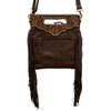 Design Edge Cali Tooled Leather Sling Bag with Fringe
