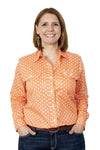 JCA Girls Harper Coral Polka Dots Half Button Shirt