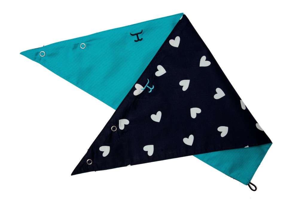 JCA Ladies Carlee Turquoise/Navy Hearts Double Sided Scarf