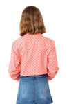 JCA Girls Harper Pink Polka Dot Half Button Shirt