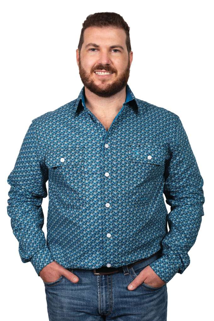 JCA Mens Austin Black/Blue Fleur De Lis Full Button Shirt