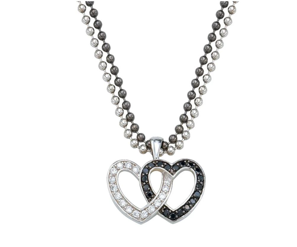 Montana Crystal Black Double Heart Pendant Necklace The Top