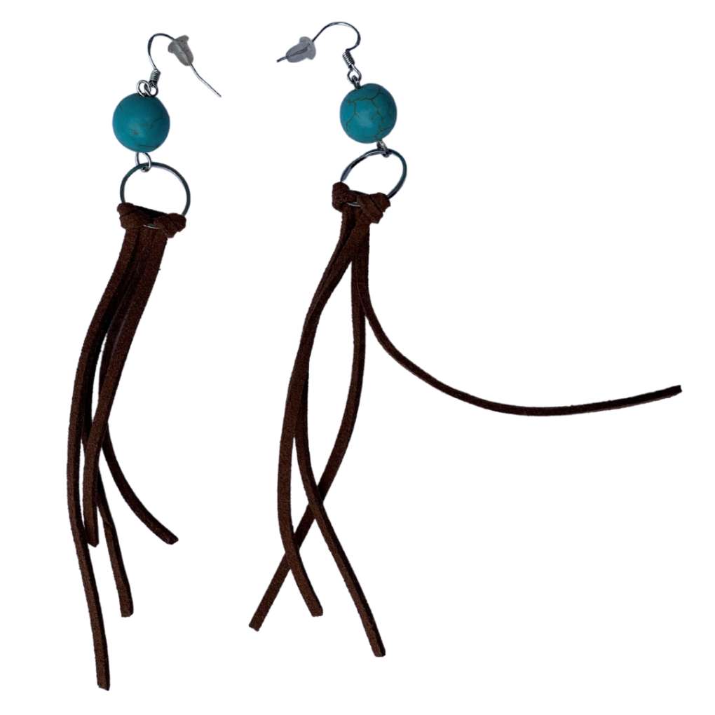 Montana Turquoise & Leather Tassel Attitude Earrings