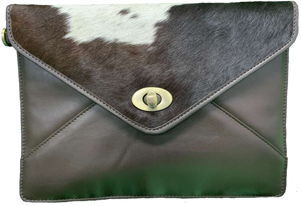 Design Edge Vienna Envelope Clutch Dark Brown