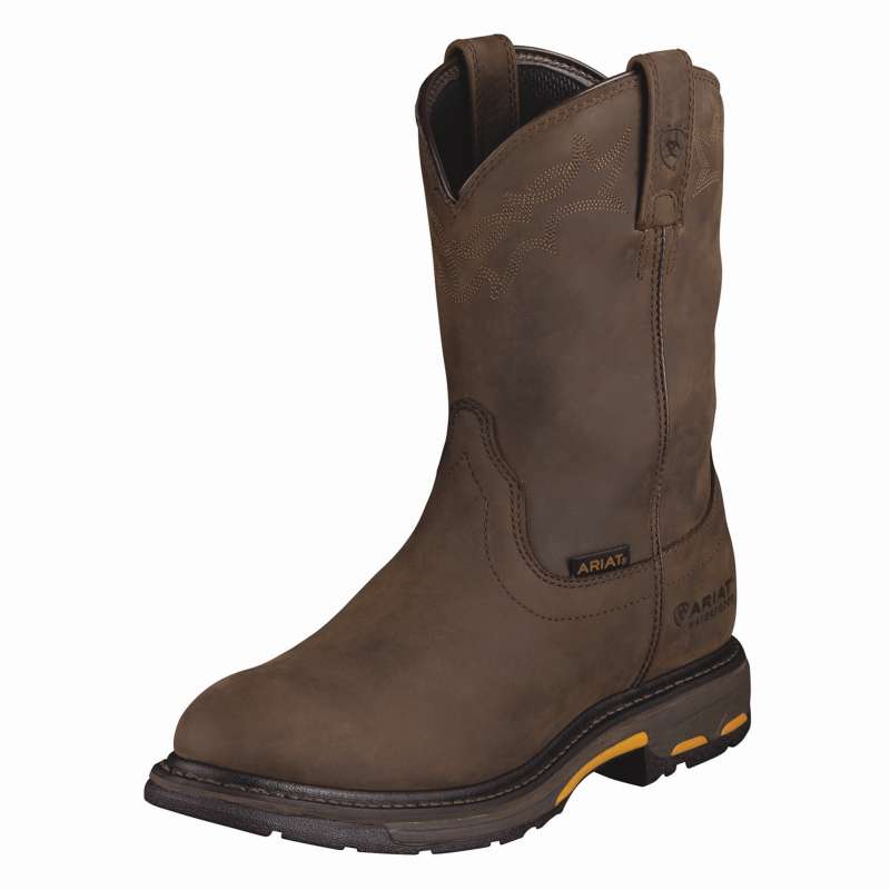 Ariat Mens Workhog Pull On H20 Oily Distressed Brown