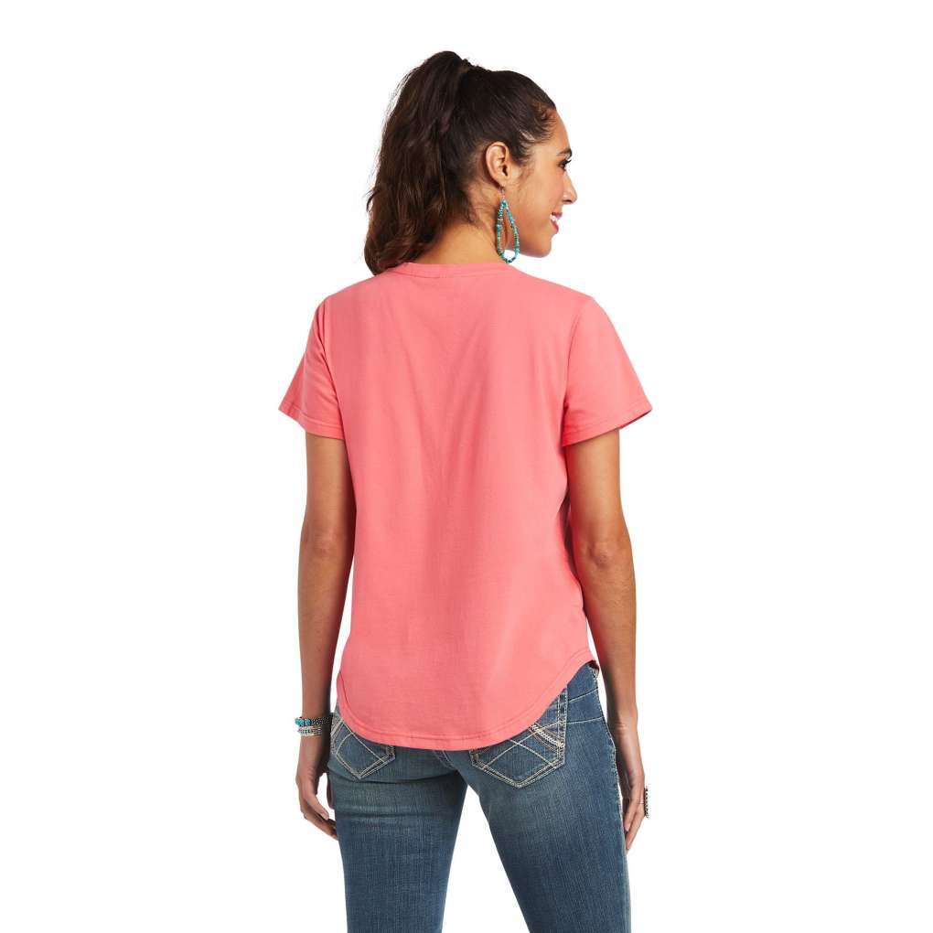 Ariat Ladies Coming Up Roses Tee Coral Paradise