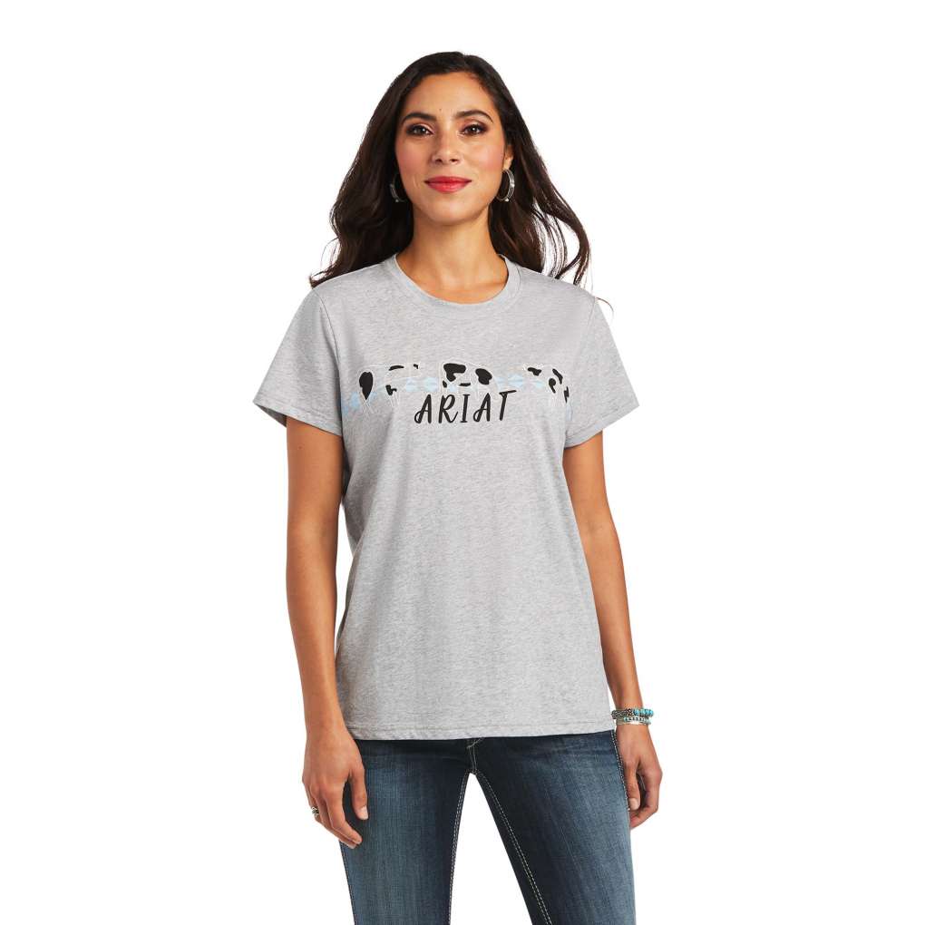 Ariat Ladies Real Cow Pasture Tee Heather Grey