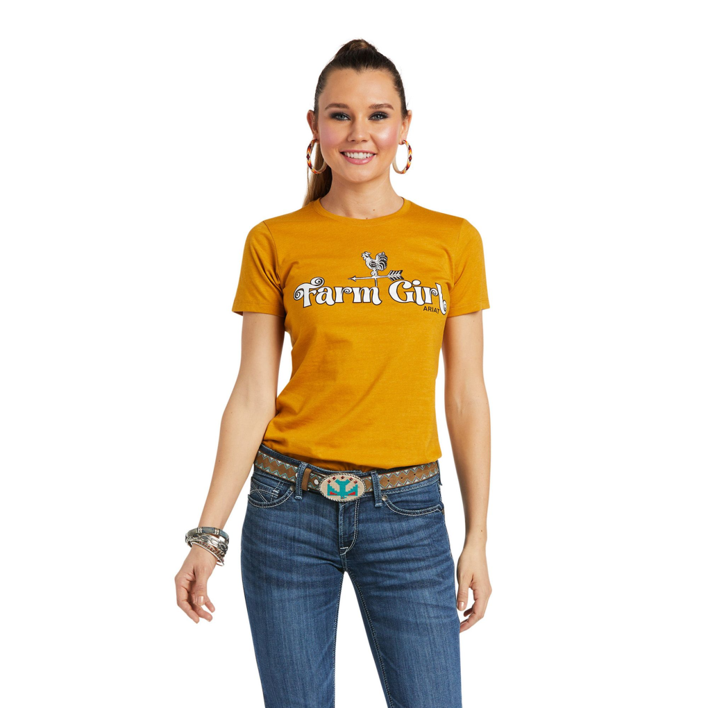 Ariat Ladies Farm Girl Tee Buckhorn Heather