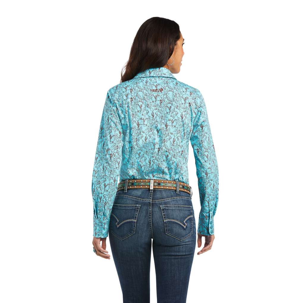 Ariat Ladies Real Kirby Amazonite Bucking Bronc Shirt