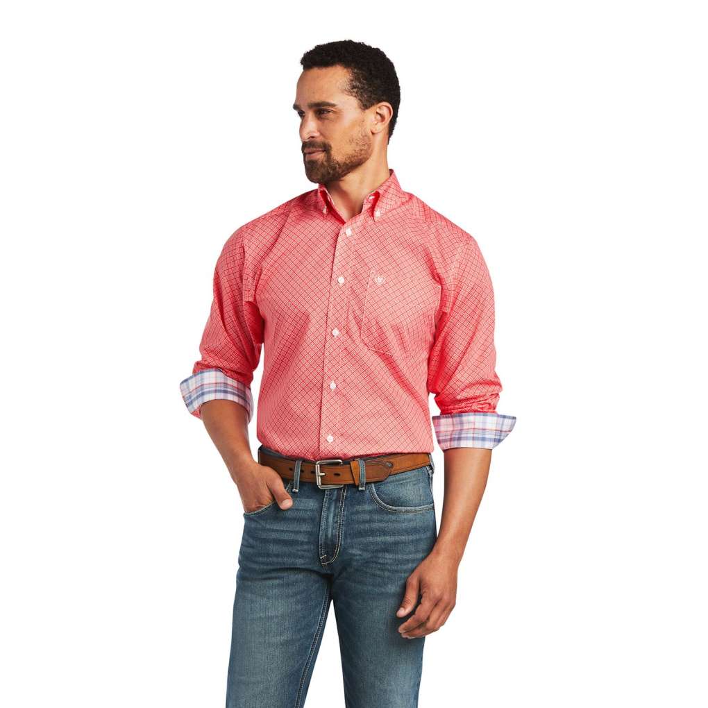 Ariat Mens Nathan Fitted Shirt Poppy Red