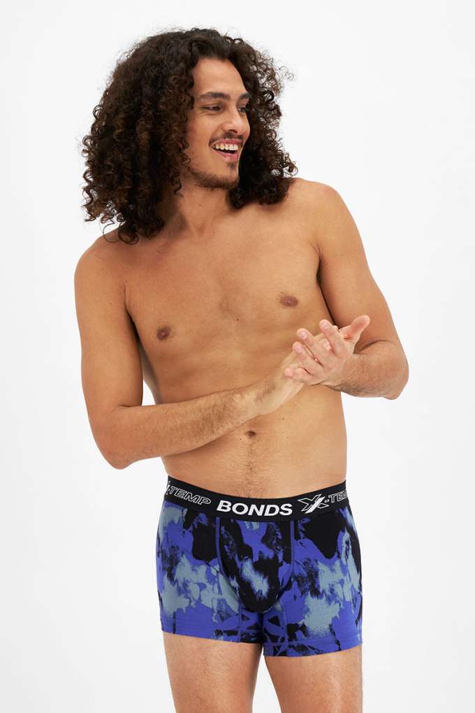 Bonds Mens Xtemp Trunks Blue Splatter