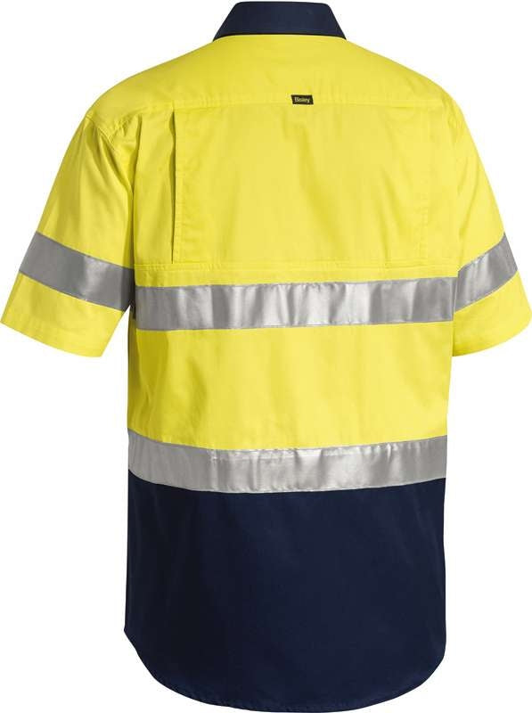 Bisley Hi Vis 2 Tone Lightweight Short Sleeve Shirt With 3M Tape Bs1896