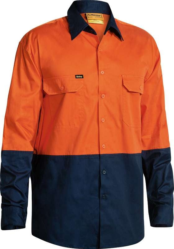 Bisley Hi Vis 2 Tone Lightweight Drill Shirt Bs6895